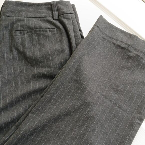 Karen Kane Black Pinstripe Slacks 14 self hemmed 27" inseam short warm comfy - Picture 1 of 14